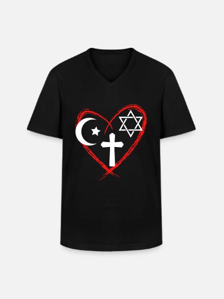 Religion Heart Interreligious Harmony - Men's V-Neck T-Shirt - black
