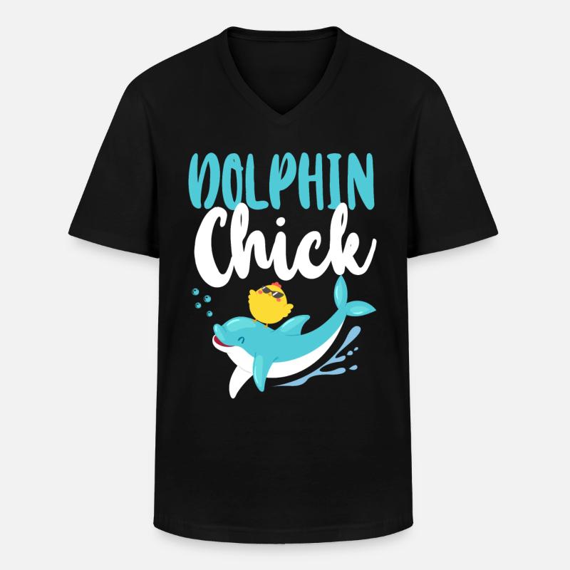 Dolphin Chicken Dolphin Chick - Männer-T-Shirt mit V-Ausschnitt - Schwarz