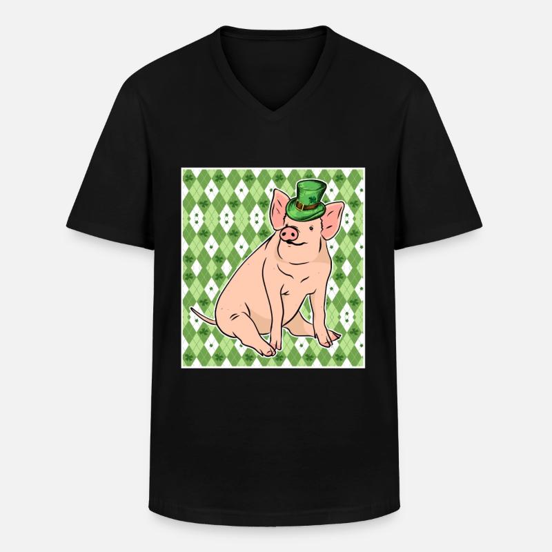 Glücksschwein - Männer-T-Shirt mit V-Ausschnitt - Schwarz