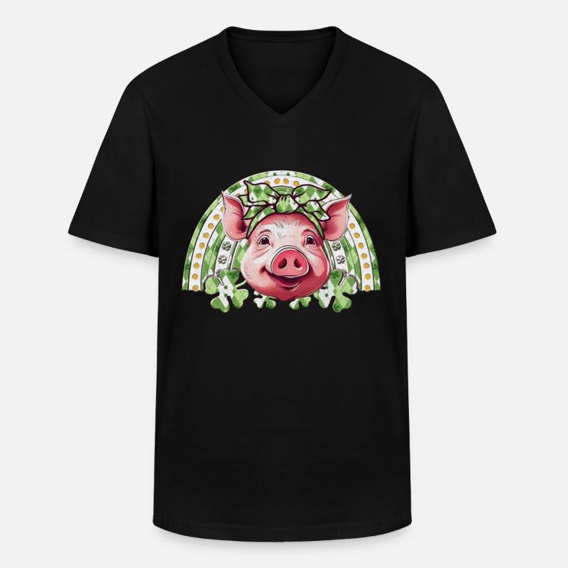 Glücksschwein - Männer-T-Shirt mit V-Ausschnitt - Schwarz