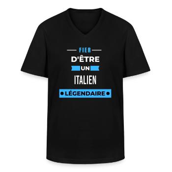 Fier d'être un légendaire ITALIEN HUMOUR - T-shirt col V Homme - noir - Devant - AI Model Male 178 dark (178cm)
