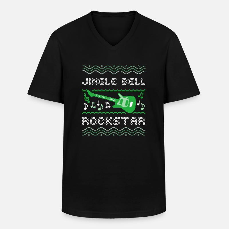 HÄSSLICHER WEIHNACHTSPULLOVER, JINGLE BELL - Männer-T-Shirt mit V-Ausschnitt - Schwarz