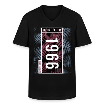 Special Edition 1966 Birthday Urban Graphic - Men's V-Neck T-Shirt - black - Front - AI Model Male 178 dark (178cm)