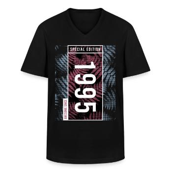 Special Edition 1995 Birthday Urban Graphic - Men's V-Neck T-Shirt - black - Front - AI Model Male 178 dark (178cm)