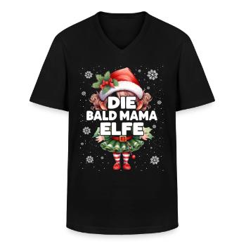 Bald Mama Elfe Schwangere Elf Weihnachtsoutfit - Männer-T-Shirt mit V-Ausschnitt - Schwarz - Vorne - AI Model Male 178 dark (178cm)