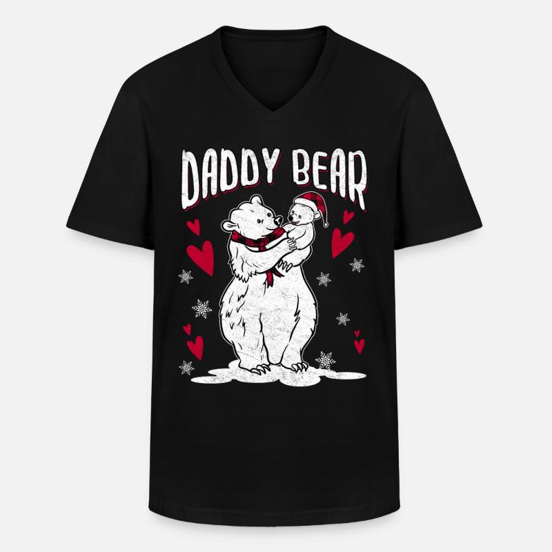 Daddy Bear - Männer-T-Shirt mit V-Ausschnitt - Schwarz