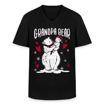 Grand-père ours - T-shirt col V Homme - noir - Devant - AI Model Male 178 dark (178cm)