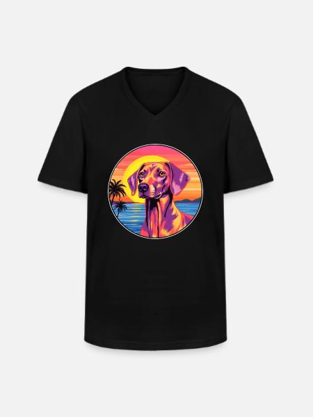 Andalusian Hound Dog Breed Colorful Cartoon Waterc - Men's V-Neck T-Shirt - black