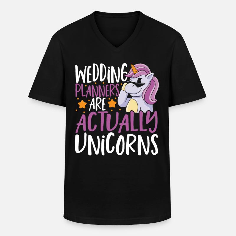Hochzeitsplaner sind eigentlich Einhörner - Männer-T-Shirt mit V-Ausschnitt - Schwarz