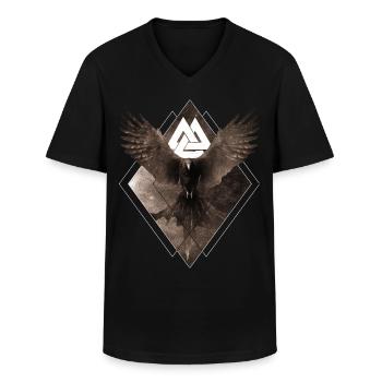 Viking Raven Valknut Valhalla Hugin Munin Celtic A - Männer-T-Shirt mit V-Ausschnitt - Schwarz - Vorne - AI Model Male 178 dark (178cm)