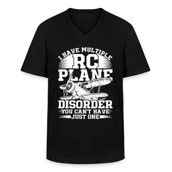 Model Airplane Model Airplane - Men's V-Neck T-Shirt - black - Front - AI Model Male 178 dark (178cm)