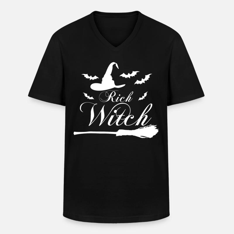 Witchcraft Witch Halloween Witch's Broom - Männer-T-Shirt mit V-Ausschnitt - Schwarz
