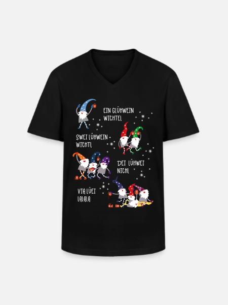 Glühwein Wichtel (Vier-Gesellen-Edition) - Männer-T-Shirt mit V-Ausschnitt - Schwarz