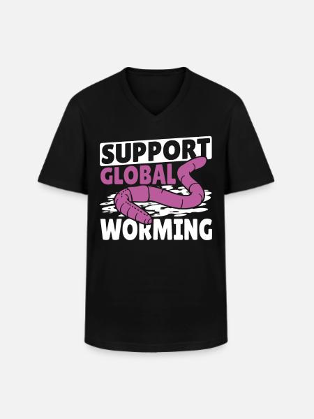 Support Global Worming Worm Farming Vermiculture - Men's V-Neck T-Shirt - black