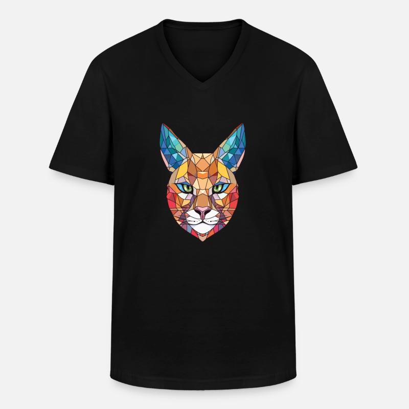 Karakal Bunte Aquarell-Tier-Illustration - Männer-T-Shirt mit V-Ausschnitt - Schwarz