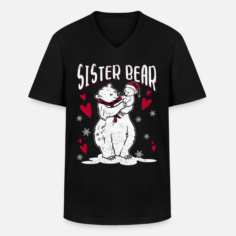 Sister Bear - Männer-T-Shirt mit V-Ausschnitt - Schwarz