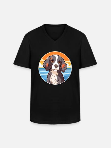 Spaniel Dog Breed Cartoon Kawaii Clipart Dog Pet - Men's V-Neck T-Shirt - black