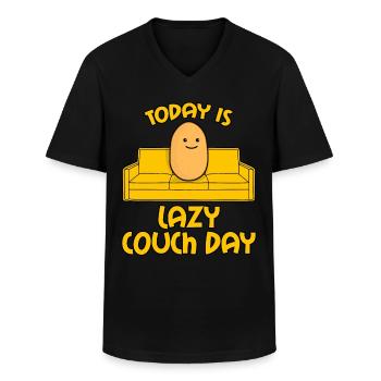 Potato Couch Sofa - Männer-T-Shirt mit V-Ausschnitt - Schwarz - Vorne - AI Model Male 178 dark (178cm)