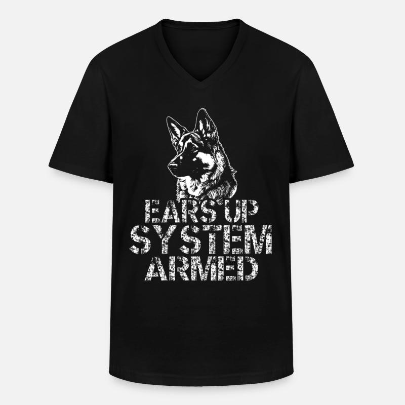 Ears Up System Armed - Men's V-Neck T-Shirt - black