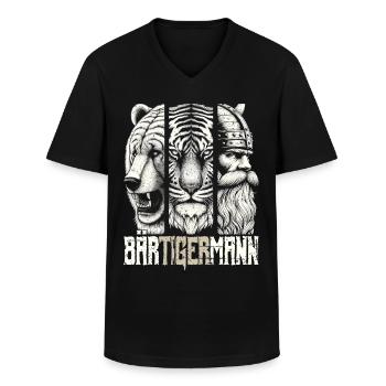 Bärtigermann Bär Tiger Mann Geschenk Bart - Männer-T-Shirt mit V-Ausschnitt - Schwarz - Vorne - AI Model Male 178 dark (178cm)