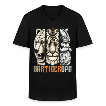 BärtigerOpa Bär Tiger Opa Geschenk Bart Bartträger - Männer-T-Shirt mit V-Ausschnitt - Schwarz - Vorne - AI Model Male 178 dark (178cm)