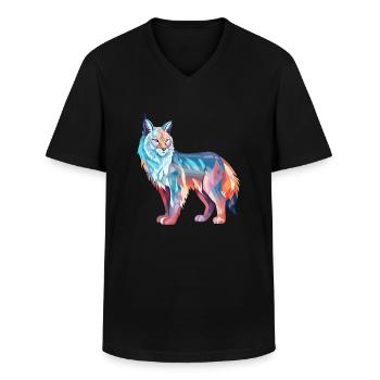 Luchs Buntes Aquarell Cartoon Kawaii Tier - Männer-T-Shirt mit V-Ausschnitt - Schwarz - Vorne - AI Model Male 178 dark (178cm)