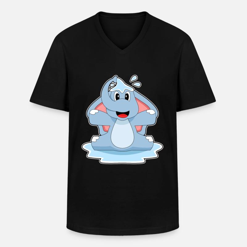 Elefant Planschen Wasser - Männer-T-Shirt mit V-Ausschnitt - Schwarz