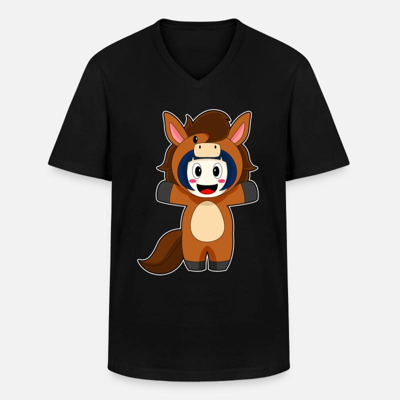 Pferd Mädchen Kostüm - Männer-T-Shirt mit V-Ausschnitt - Schwarz