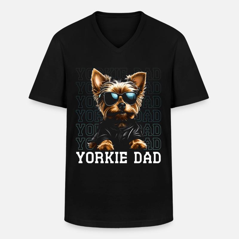 Yorkie Dad - Männer-T-Shirt mit V-Ausschnitt - Schwarz