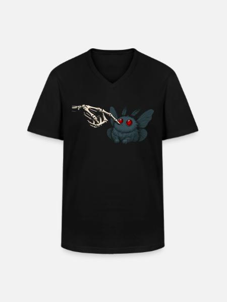 Kawaii Mothman Skeleton Hand Cryptid - Men's V-Neck T-Shirt - black