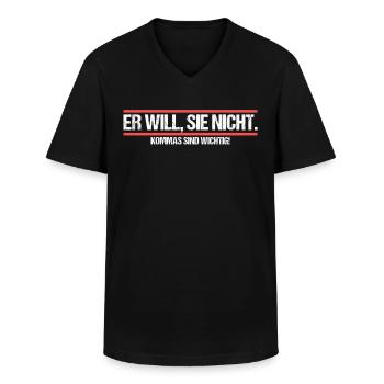 Er will Sie nicht. Komma Grammatik Witz - Männer-T-Shirt mit V-Ausschnitt - Schwarz - Vorne - AI Model Male 178 dark (178cm)