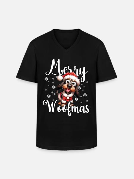 Wire-haired Dachshund Dog Christmas - Men's V-Neck T-Shirt - black