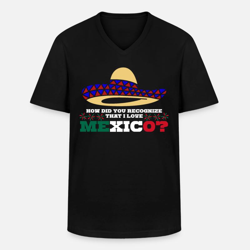 Mexique Drapeau mexicain Mexicains - T-shirt col V Homme - noir