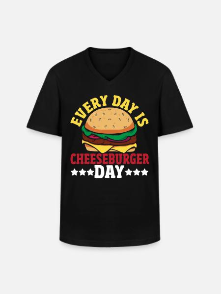 Hamburger Cheese Cheeseburger Snacks Cheeseburger - T-shirt col V Homme - noir