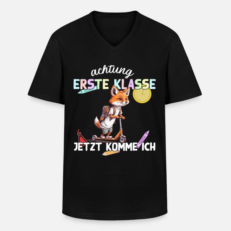 Fuchs Erstklässler Einschulung Schulstart Design - Männer-T-Shirt mit V-Ausschnitt - Schwarz