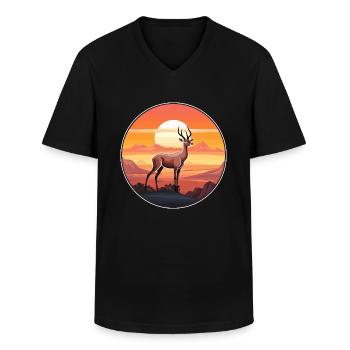 Impala Buntes Aquarell Cartoon Kawaii Tier - Männer-T-Shirt mit V-Ausschnitt - Schwarz - Vorne - AI Model Male 178 dark (178cm)