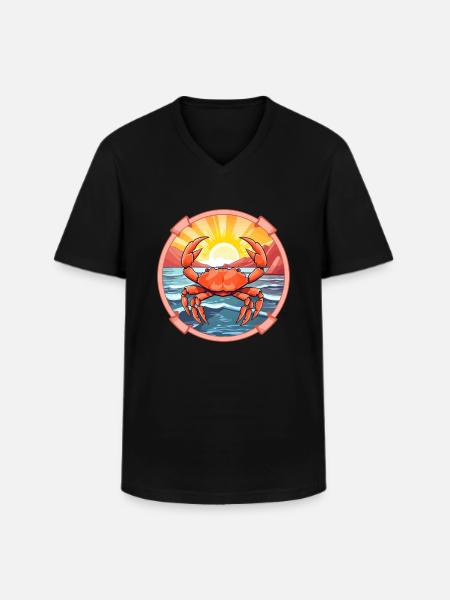 Krabbe farverig akvarel tegneserie Kawaii Animal - Klassisk herre T-shirt med V-udskæring - sort