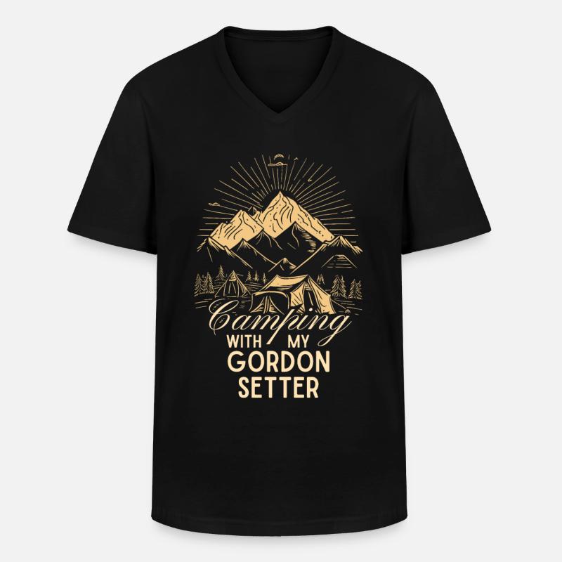 Gordon Setter Camping - Männer-T-Shirt mit V-Ausschnitt - Schwarz