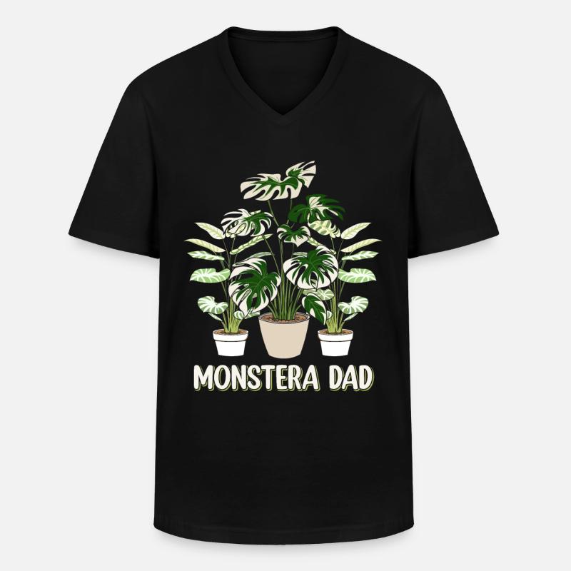 Monstera Dad - Männer-T-Shirt mit V-Ausschnitt - Schwarz