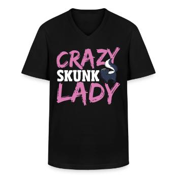 Crazy Skunk Lady Skunk Chuchoteur - T-shirt col V Homme - noir - Devant - AI Model Male 178 dark (178cm)