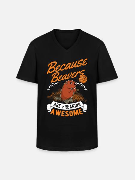 Biber Geschenk Biberdamm - Männer-T-Shirt mit V-Ausschnitt - Schwarz
