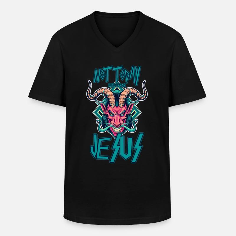 Not Today Jesus - Lifeerror - Männer-T-Shirt mit V-Ausschnitt - Schwarz