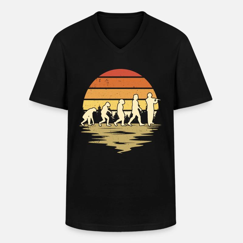 Querflöte Evolution Flöte Flötist - Männer-T-Shirt mit V-Ausschnitt - Schwarz