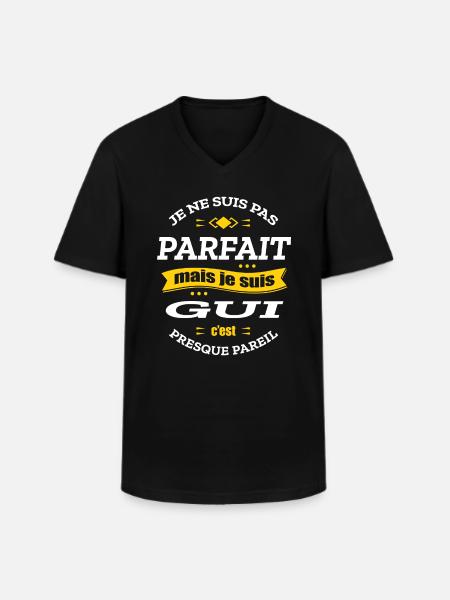 GUI PARFAIT - PRENOM GUI - T-shirt col V Homme - noir
