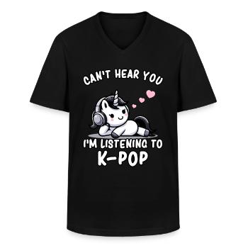 K-Pop KPop Licorne de la musique coréenne - T-shirt col V Homme - noir - Devant - AI Model Male 178 dark (178cm)