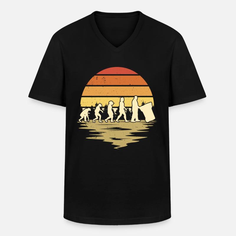 Müllmann Evolution Müllabfuhr Müllwagen - Männer-T-Shirt mit V-Ausschnitt - Schwarz