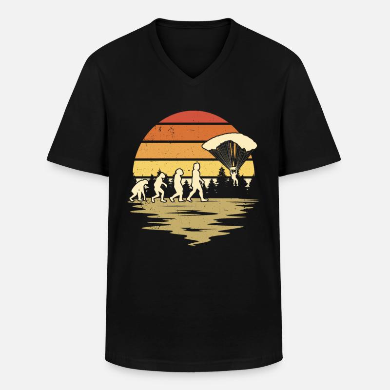 Fallschirmspringer EvolutionFallmschirm Skydive - Männer-T-Shirt mit V-Ausschnitt - Schwarz