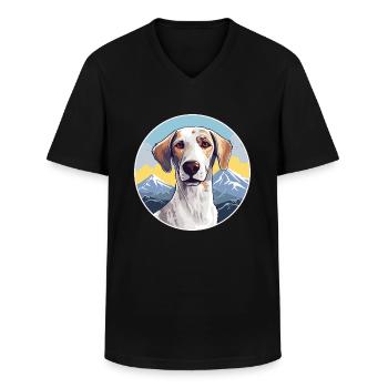 Sloughi Hunderasse Cartoon Kawaii Aquarell - Männer-T-Shirt mit V-Ausschnitt - Schwarz - Vorne - AI Model Male 178 dark (178cm)
