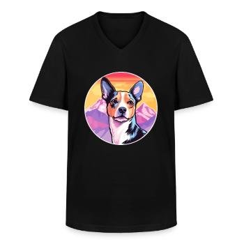 Teddy Roosevelt Terrier Hunderasse Cartoon Kawaii W - Männer-T-Shirt mit V-Ausschnitt - Schwarz - Vorne - AI Model Male 178 dark (178cm)