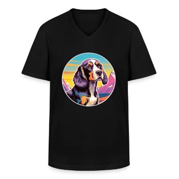 Ariege Pointer Hund Rasse Cartoon Kawaii Aquarell - Männer-T-Shirt mit V-Ausschnitt - Schwarz - Vorne - AI Model Male 178 dark (178cm)